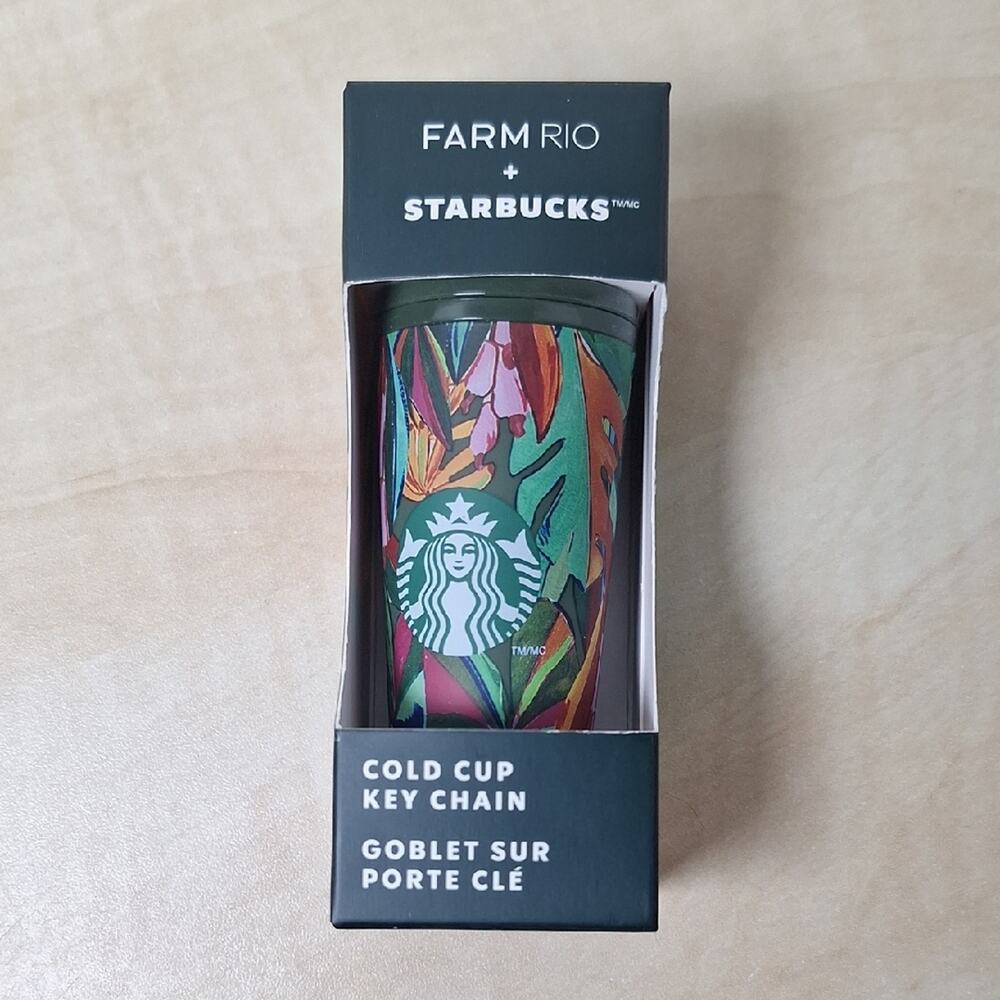 FARM RIO Starbucks LIMITED EDITION Dark Green Banana Leaves Tumbler Keychain